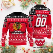 Chicago Blackhawks Personalized Custom Ugly Christmas Sweater