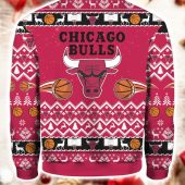 Chicago Bulls Hoops Holiday Cheer Ugly Christmas Sweater Back - TeeUgly