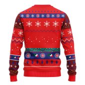 Chicago Cubs 12 Grinch Xmas Day Ugly Christmas Sweater Back - TeeUgly