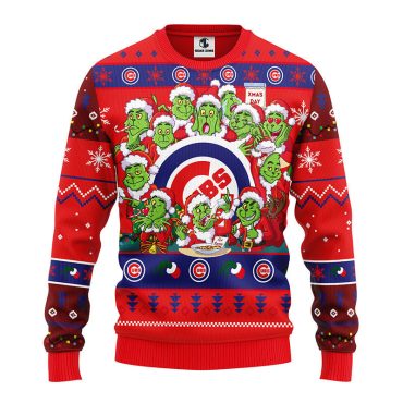 Chicago Cubs 12 Grinch Xmas Day Ugly Christmas Sweater