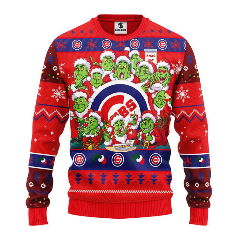 Chicago Cubs 12 Grinch Xmas Day Ugly Christmas Sweater