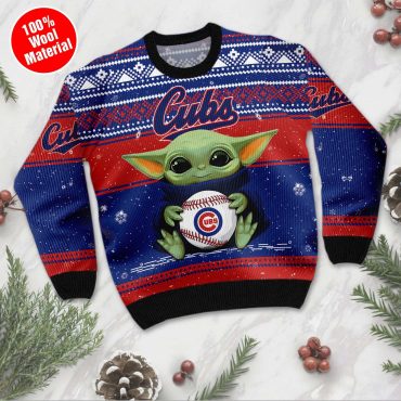 Chicago Cubs Baby Yoda Baseball Ugly Christmas Sweater