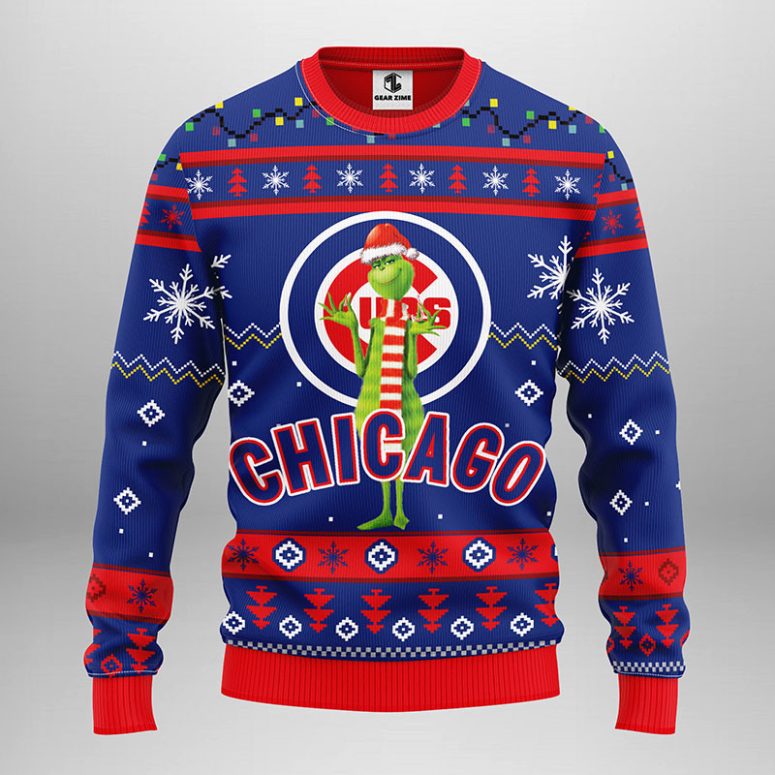 Chicago Cubs Funny Grinch Ugly Christmas Sweater