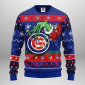 Chicago Cubs Grinch Hand Ugly Christmas Sweater Front - TeeUgly