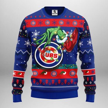 Chicago Cubs Grinch Hand Ugly Christmas Sweater