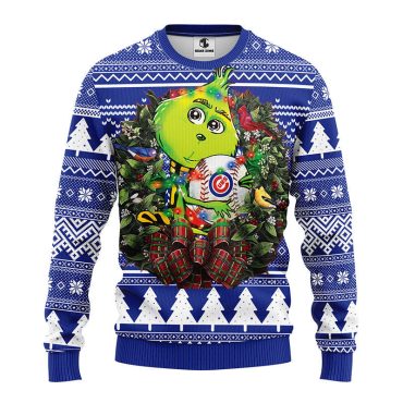 Chicago Cubs Grinch Hug Ugly Christmas Sweater
