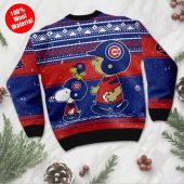 Chicago Cubs Peanuts Family Fun Ugly Christmas Sweater Back - TeeUgly