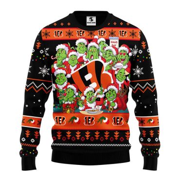 Cincinnati Bengals 12 Grinch Xmas Day Ugly Christmas Sweater
