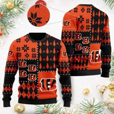 Cincinnati Bengals Christmas Tree & Reindeer Ugly Christmas Sweater