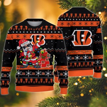 Cincinnati Bengals Dabbin' Santa Gift Sack Ugly Christmas Sweater