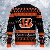 Cincinnati Bengals Dabbin Santa Gift Sack Ugly Christmas Sweater Back - TeeUgly