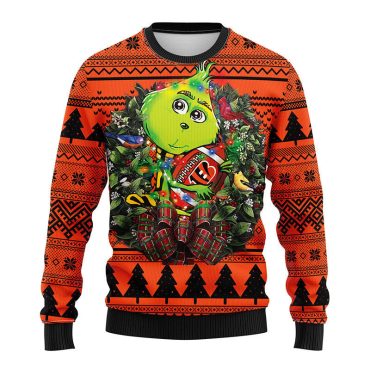 Cincinnati Bengals Grinch Hug Ugly Christmas Sweater