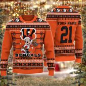 Cincinnati Bengals Mickey Field Gift Drop Ugly Christmas Sweater