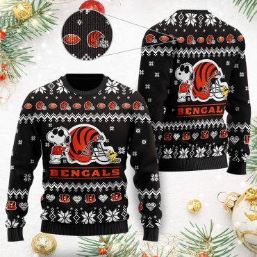 Cincinnati Bengals Snoopy Helmet March Ugly Christmas Sweater
