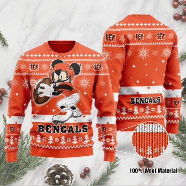 Cincinnati Bengals Mickey Football Catch Ugly Christmas Sweater