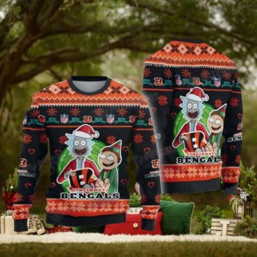 Cincinnati Bengals Rick and Morty Holiday Madness Ugly Christmas Sweater