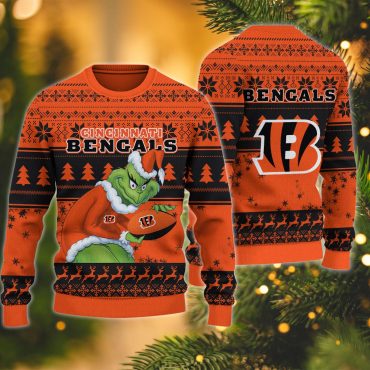 Cincinnati Bengals Santa Grinch Forest Ugly Christmas Sweater
