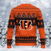 Cincinnati Bengals Santa Grinch Forest Ugly Christmas Sweater Back - TeeUgly