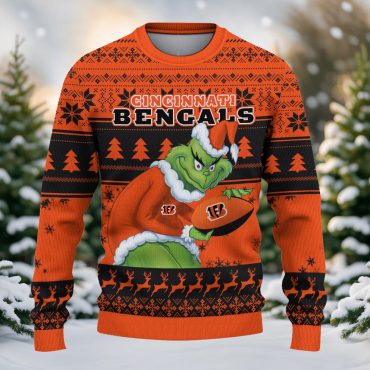 Cincinnati Bengals Santa Grinch Forest Ugly Christmas Sweater