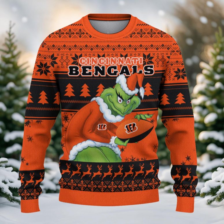 Cincinnati Bengals Santa Grinch Forest Ugly Christmas Sweater