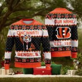 Cincinnati Bengals Who Dey Mascot Spirit Ugly Christmas Sweater