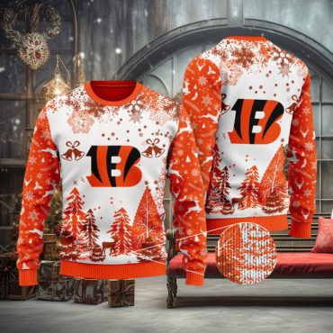 Cincinnati Bengals Winter Forest Logo Ugly Christmas Sweater