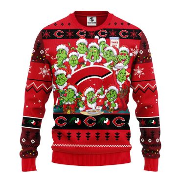 Cincinnati Reds 12 Grinch Xmas Day Ugly Christmas Sweater