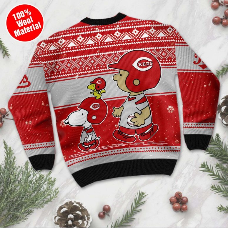 Cincinnati Reds Peanuts Christmas Fun Ugly Christmas Sweater