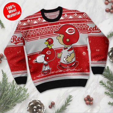 Cincinnati Reds Peanuts Christmas Fun Ugly Christmas Sweater