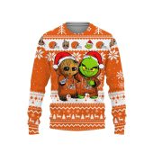 Cleveland Browns Baby Groot And Grinch Ugly Christmas Sweater