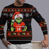 Cleveland Browns Grinch Game Face Ugly Christmas Sweater Front - TeeUgly