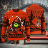 Cleveland Browns Grinch Hoodie Hustle Ugly Christmas Sweater