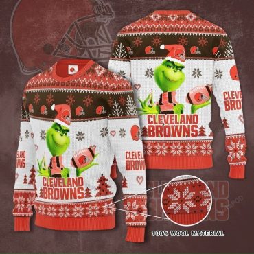 Cleveland Browns Grinch Santa Pose Ugly Christmas Sweater