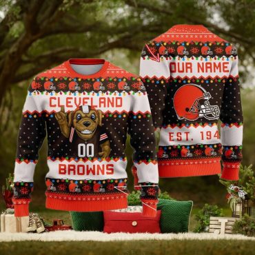 Cleveland Browns Mascot Cheer Custom Ugly Christmas Sweater