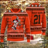 Cleveland Browns Mickey Gift Play Ugly Christmas Sweater - TeeUgly
