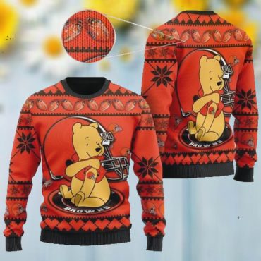 Cleveland Browns Pooh Bear Hug Ugly Christmas Sweater