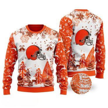 Cleveland Browns Snowy Pines Ugly Christmas Sweater