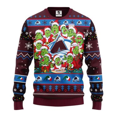 Colorado Avalanche 12 Grinch Xmas Day Ugly Christmas Sweater