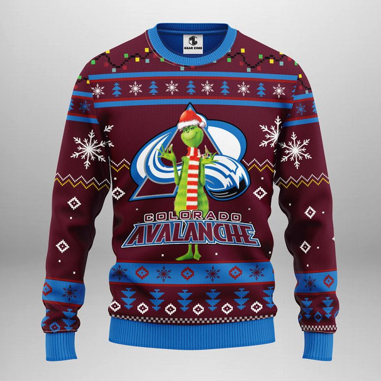 Colorado Avalanche Funny Grinch Ugly Christmas Sweater