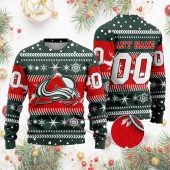 Colorado Avalanche Personalized Name & Number Ugly Christmas Sweater