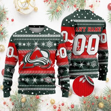 Colorado Avalanche Personalized Name & Number Ugly Christmas Sweater