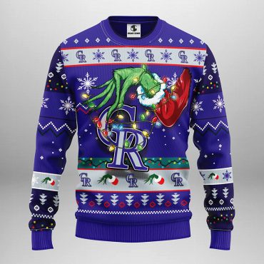 Colorado Rockies Grinch Hand Ugly Christmas Sweater