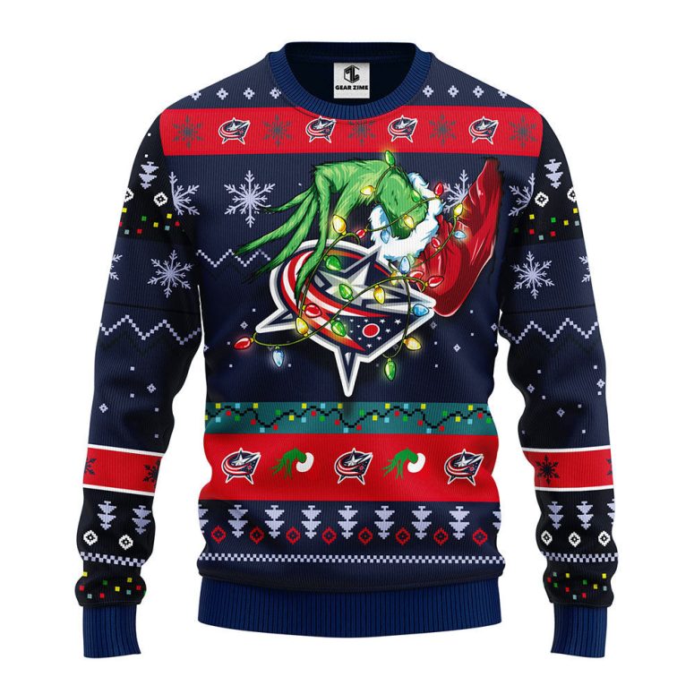 Columbus Blue Jackets Grinch Ugly Christmas Sweater