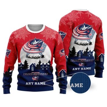 Columbus Blue Jackets Personalized Name Ugly Christmas Sweater