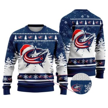 Columbus Blue Jackets Santa Hat Ugly Christmas Sweater