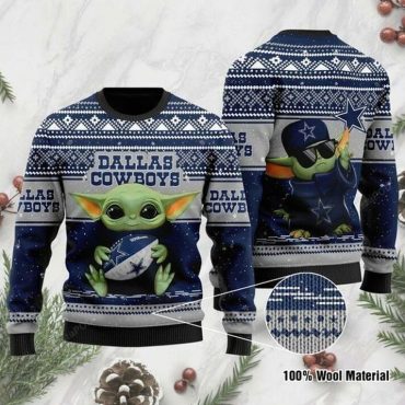 Dallas Cowboys Baby Yoda Hug Ugly Christmas Sweater