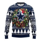 Dallas Cowboys Christmas Wreath Ugly Christmas Sweater