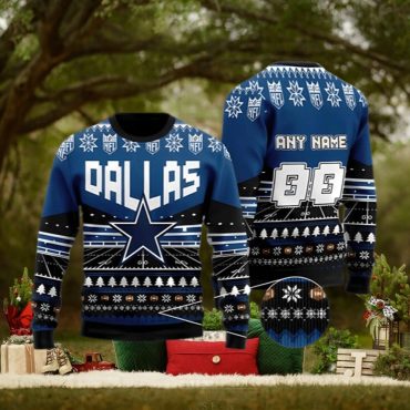 Dallas Cowboys Custom Jersey Ugly Christmas Sweater