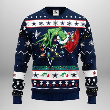Dallas Cowboys Grinch Hand Ugly Christmas Sweater