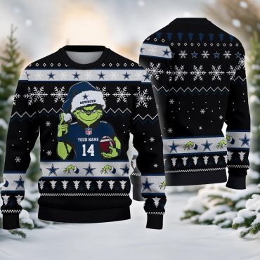 Dallas Cowboys Grinch Jersey Toss Ugly Christmas Sweater